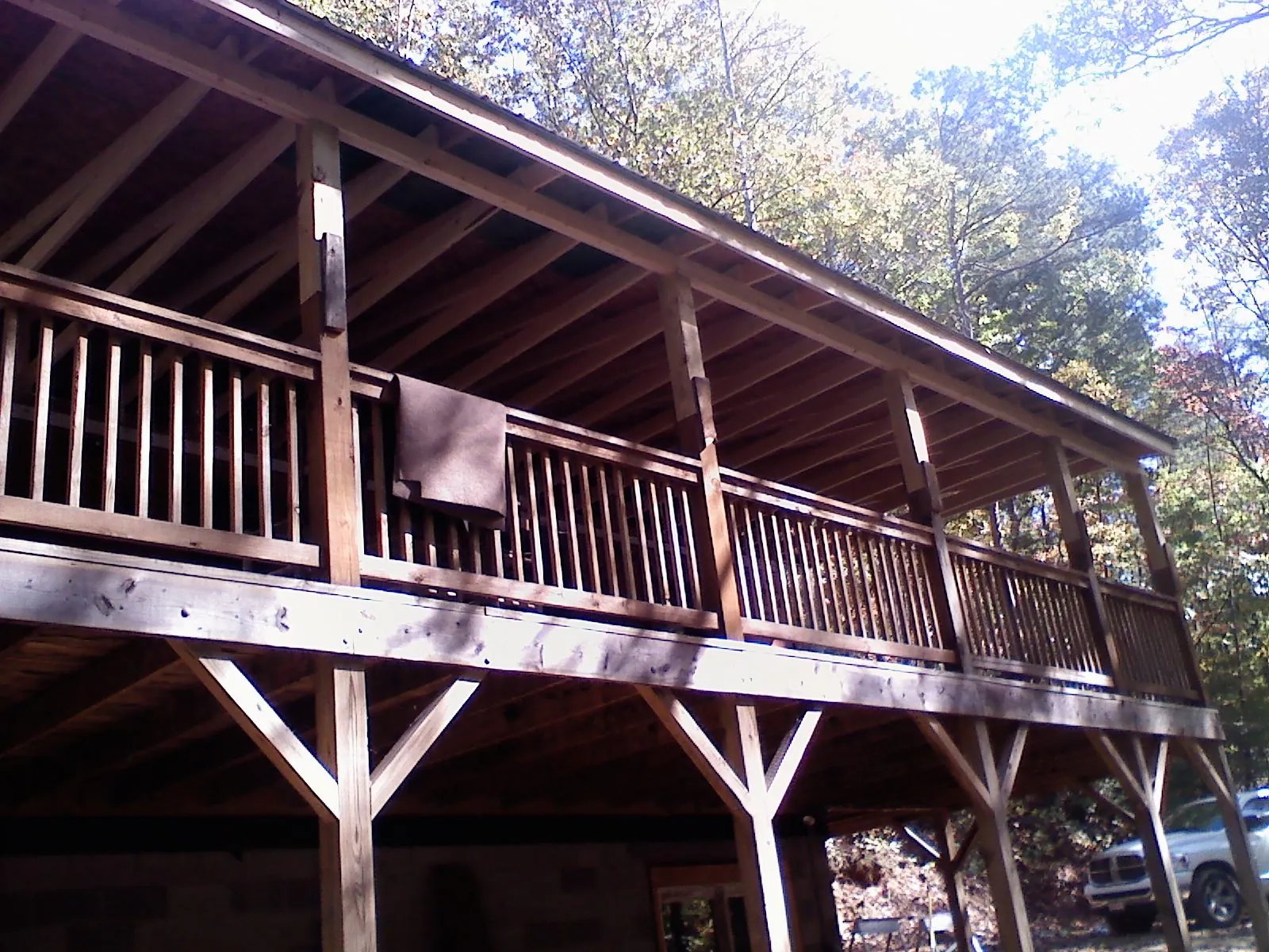 Timber framing under a new elevated porch and deck — Roof Leak Repair in Hubert by Roofing Brothers